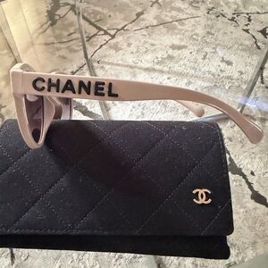 CHANEL Black and Tan Sunglasses